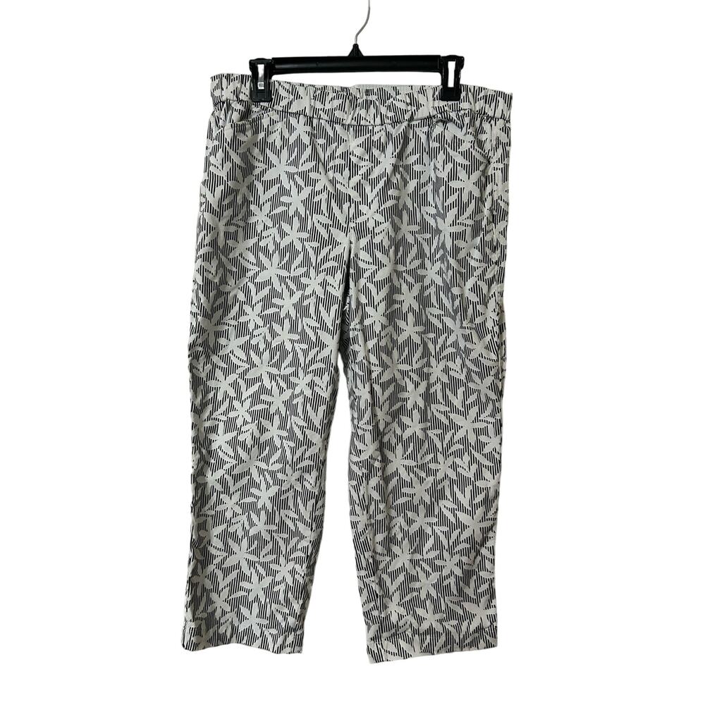 Lands End Elastic Waist Pull-on Mid Rise Patterned Capris Size 14p